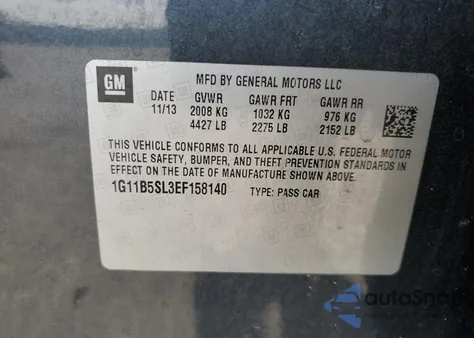 2014 Chevrolet Malibu Ls from USA, damaged, VIN 1G11B5SL3EF158140